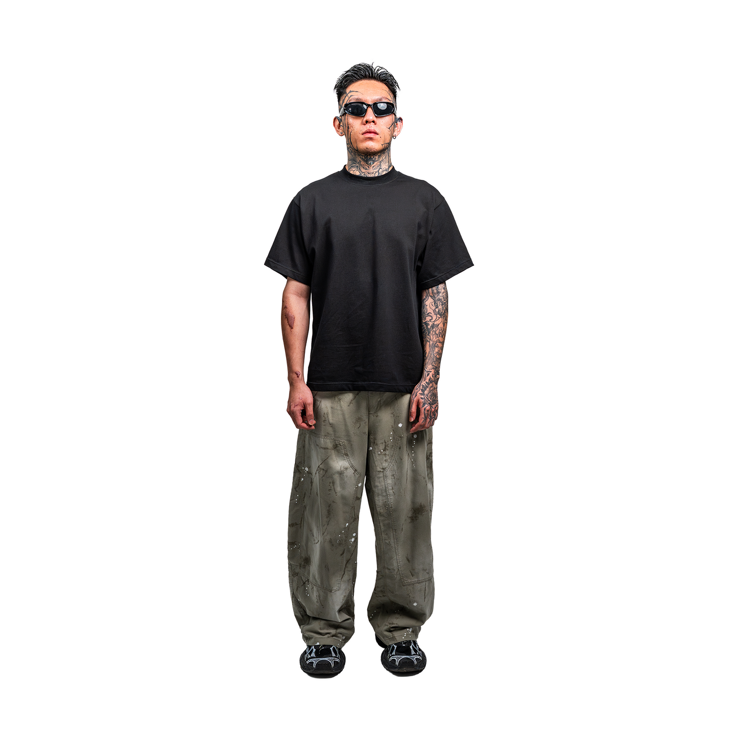 RAW/21 Paint Spatter Double Knee Jeans Light Olive (SS26)