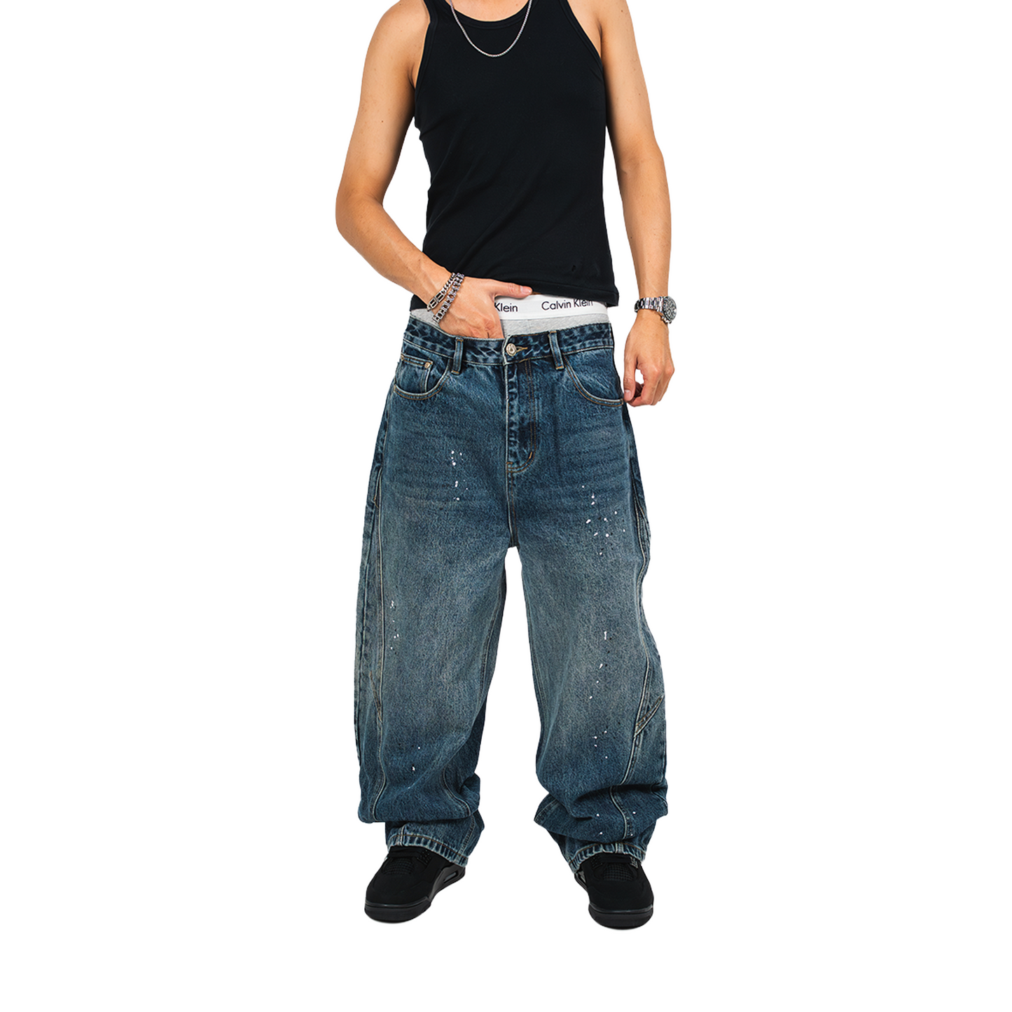 RAW/21 Spatter Baggy Denim Jeans Blue (FW25)