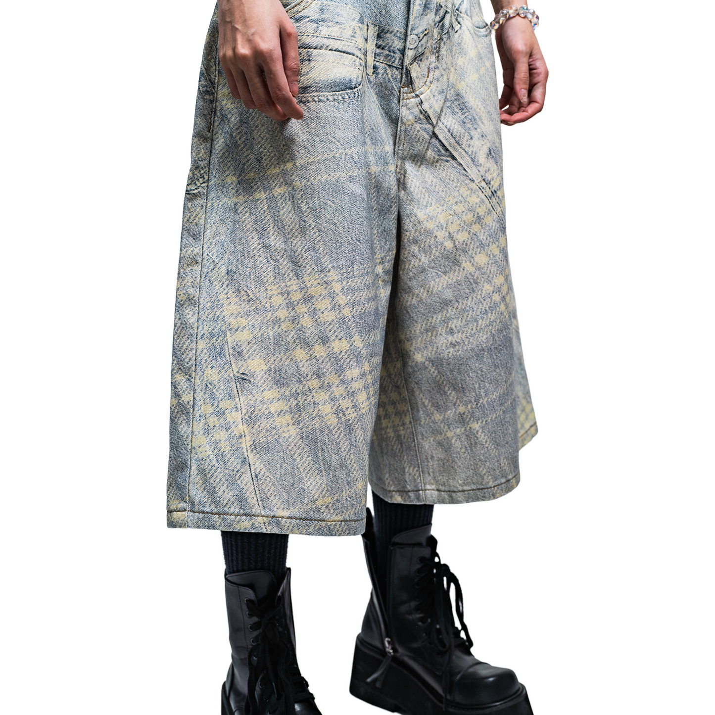 RAW/21 Split Print Denim Jorts Washed Grey (SS26)