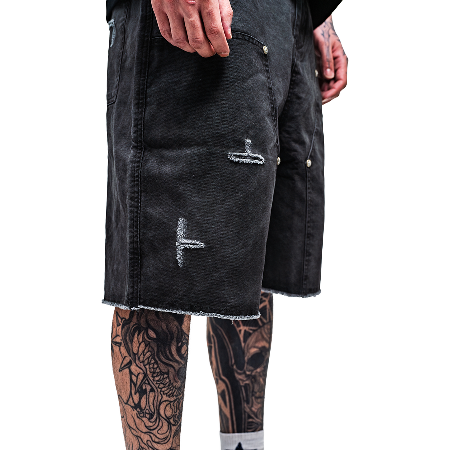 RAW/21 Washed Double Knee Denim Jorts Washed Black (SS26)