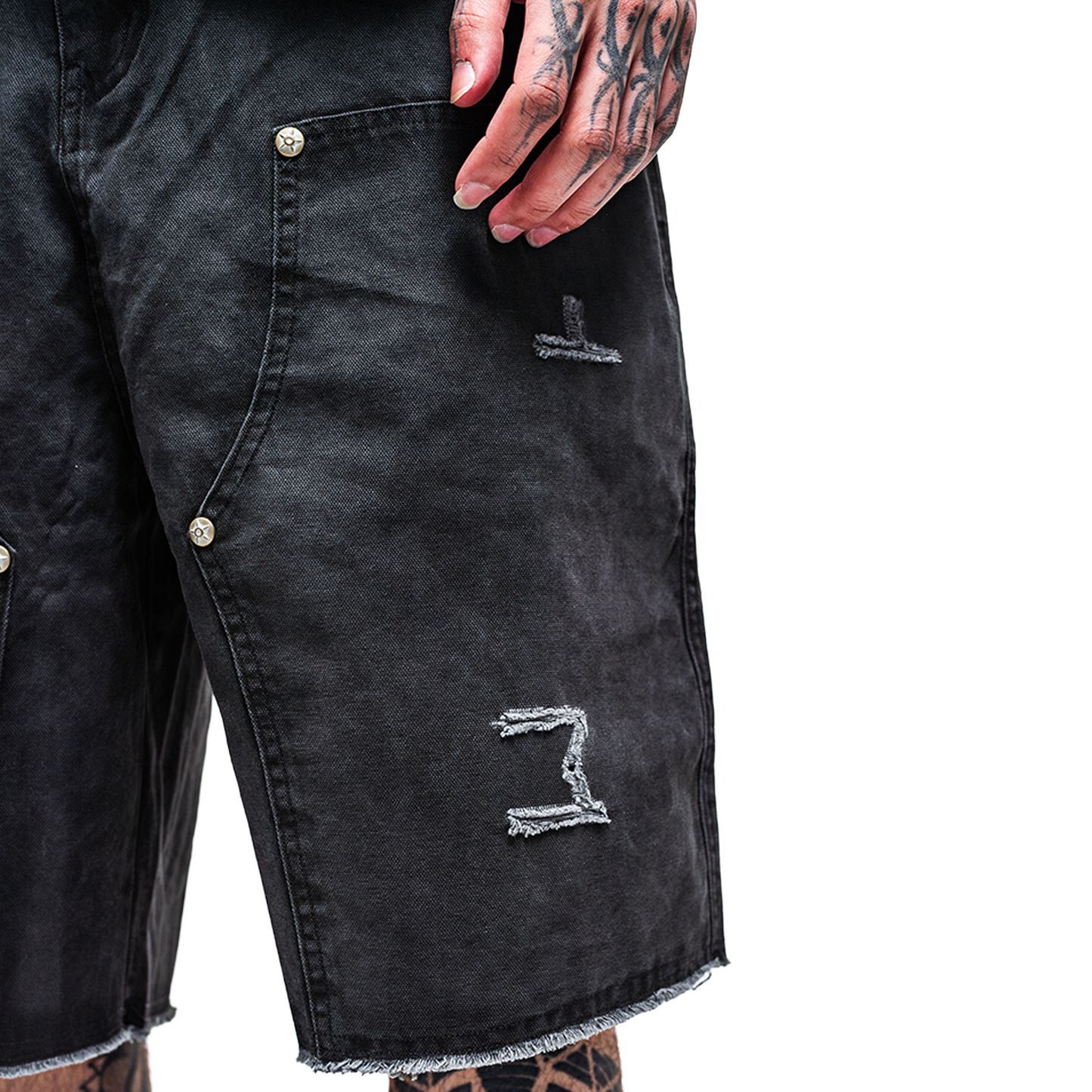 RAW/21 Washed Double Knee Denim Jorts Washed Black (SS26)