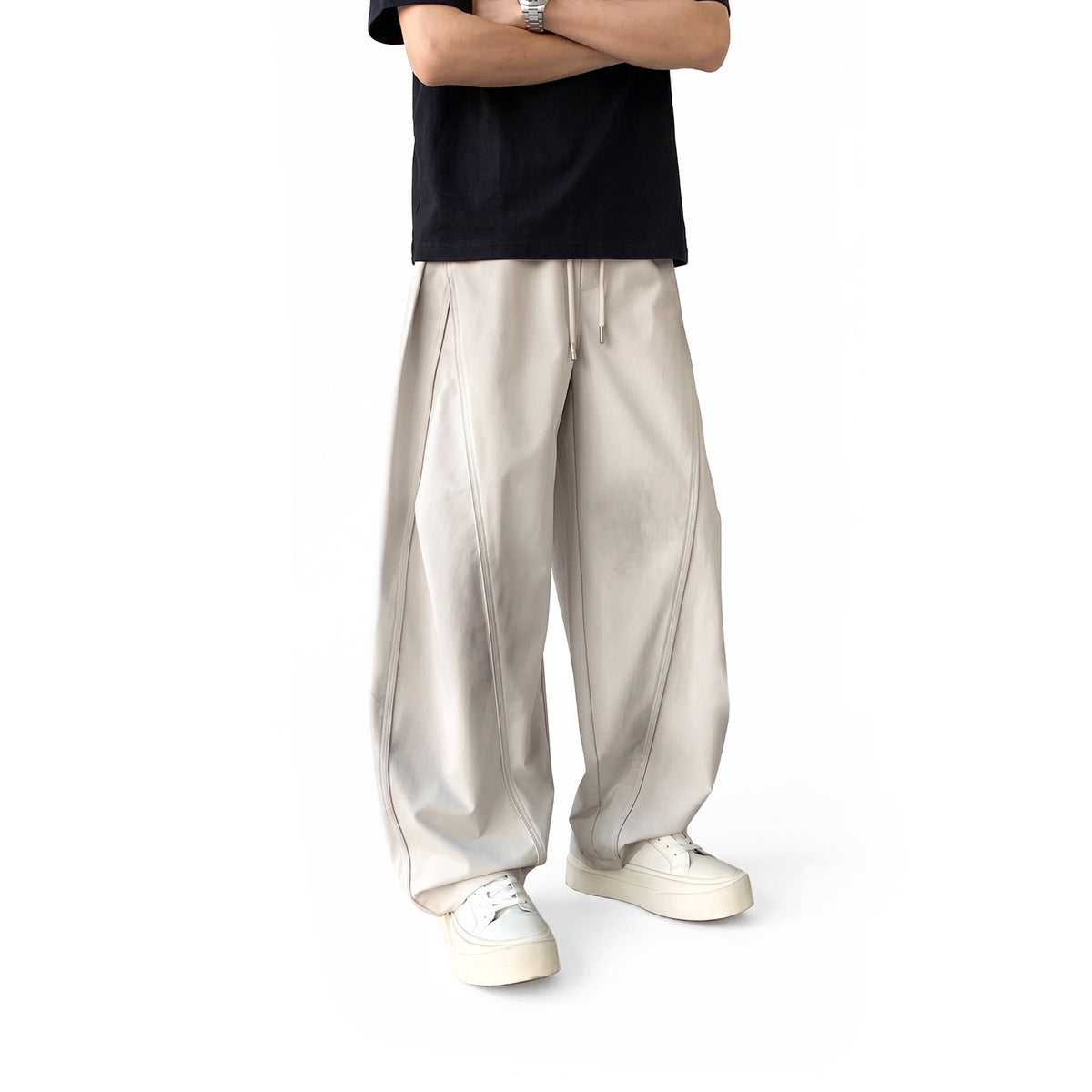 RAW/21 Wide Parachute Pants Washed Beige (SS26) | PRE-ORDER