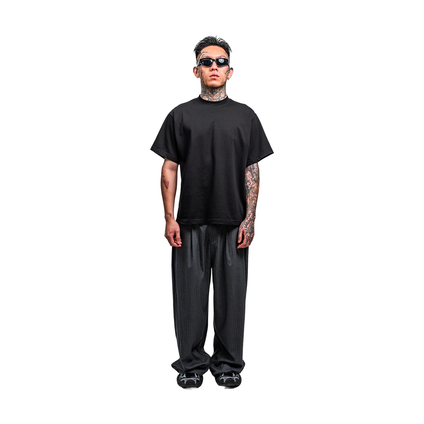 RAW/21 Wide Pinstripe Trousers Grey (SS26)