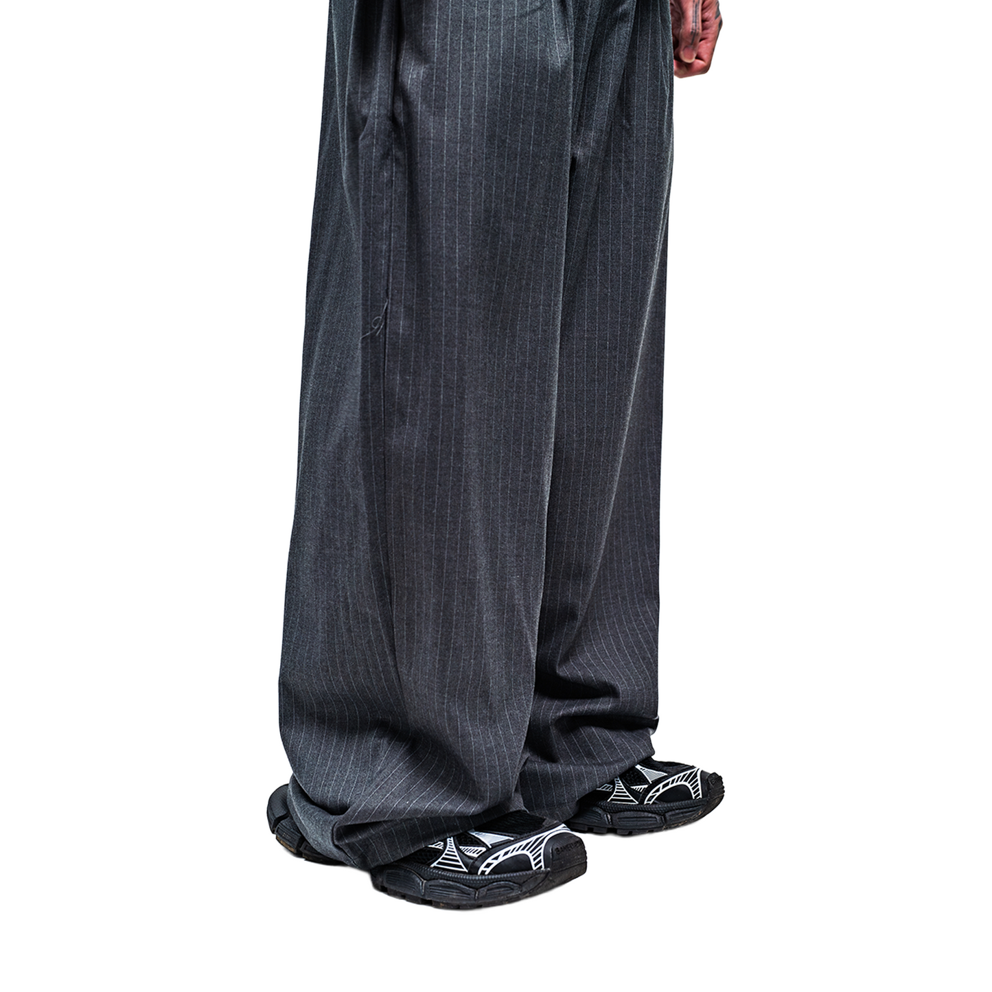 RAW/21 Wide Pinstripe Trousers Grey (SS26)