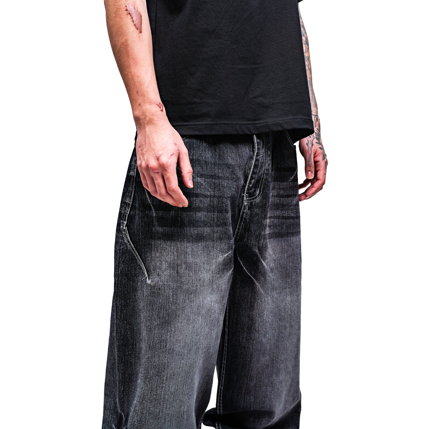 RAW/21 Wide Slub Denim Pants Black (SS26)