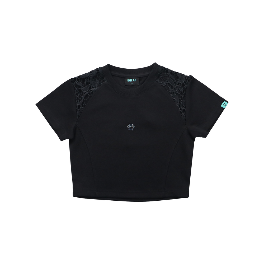 EGLAF RU Lace Crop Top Black (SS26)