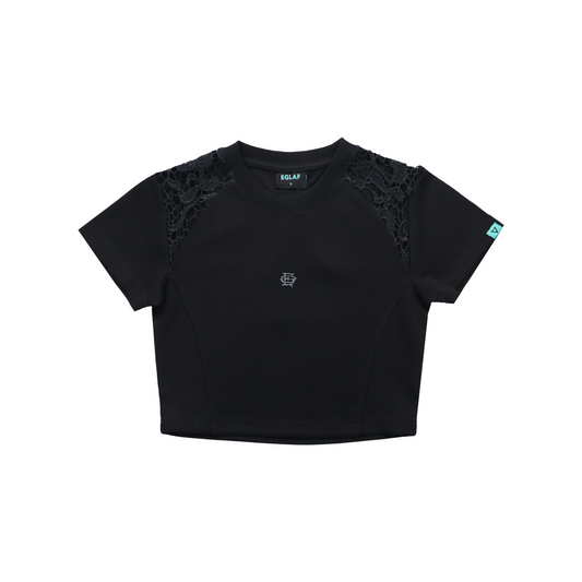 EGLAF RU Lace Crop Top Black (SS26)