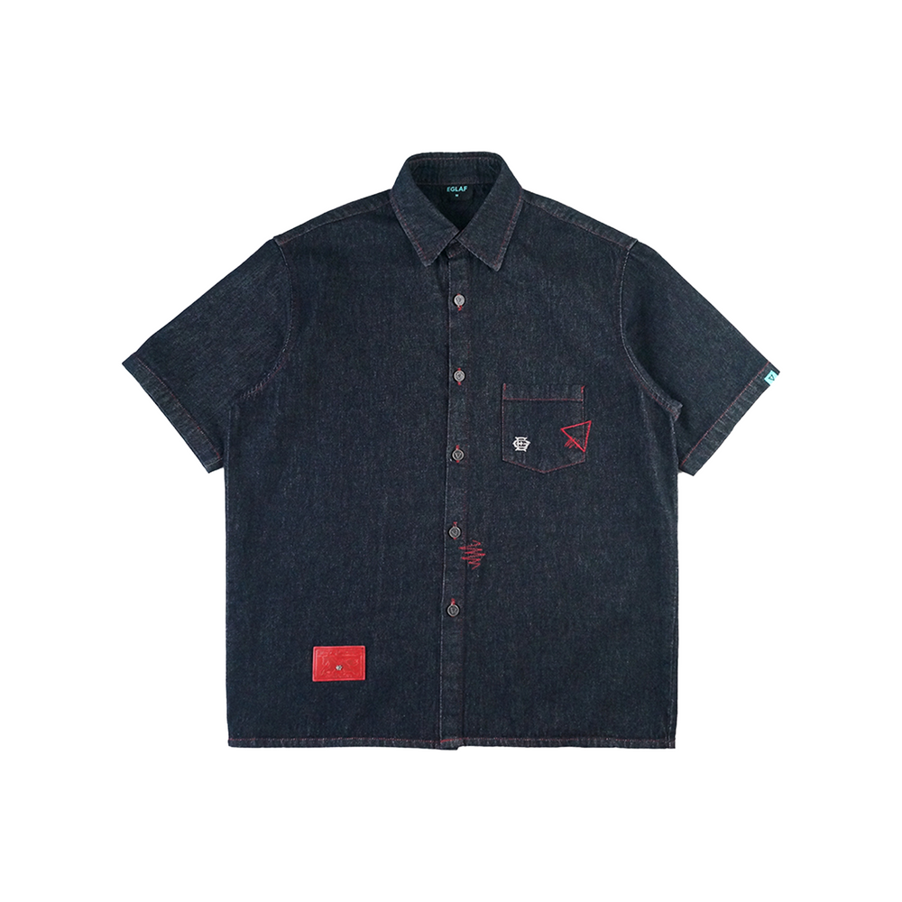 EGLAF RU Loose Fit Denim Shirt Dark Blue (SS26)