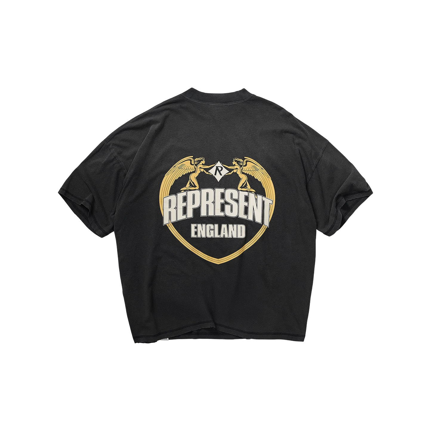 Represent Angel Border Tee Stained Black (FW25)