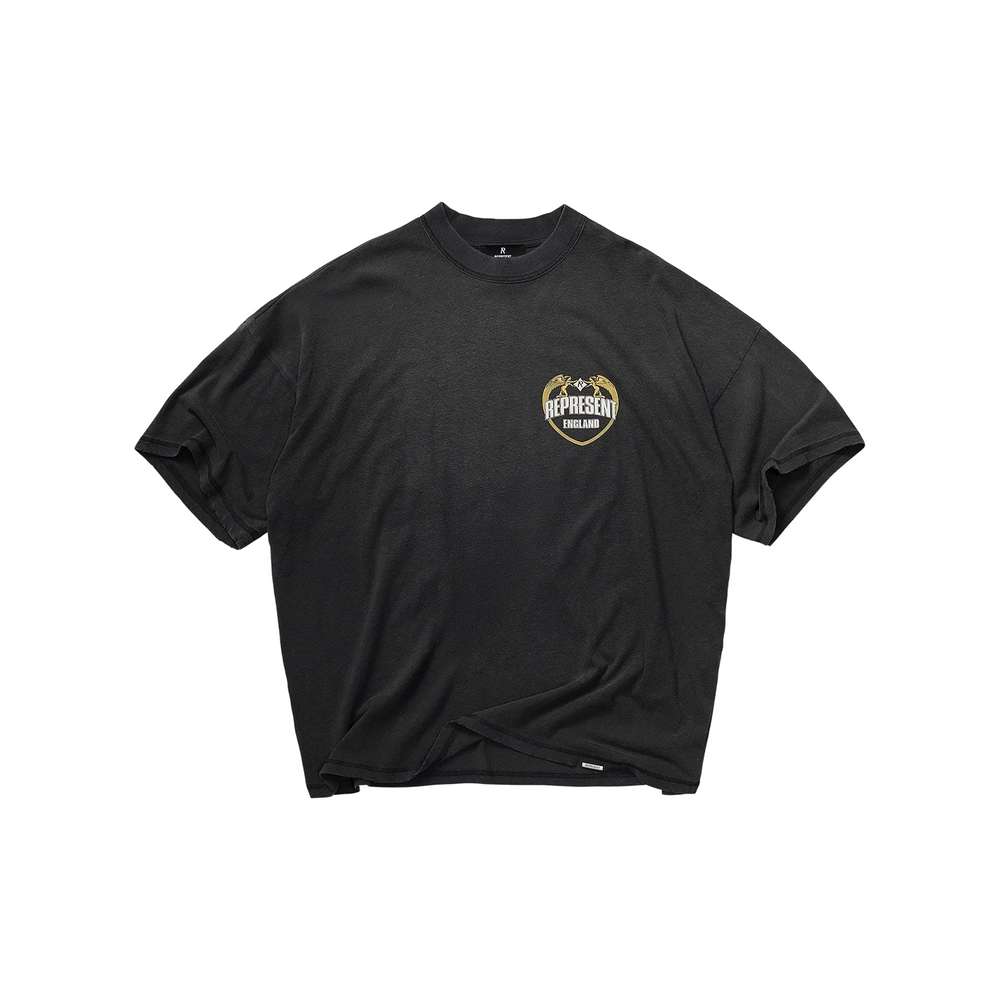Represent Angel Border Tee Stained Black (FW25)