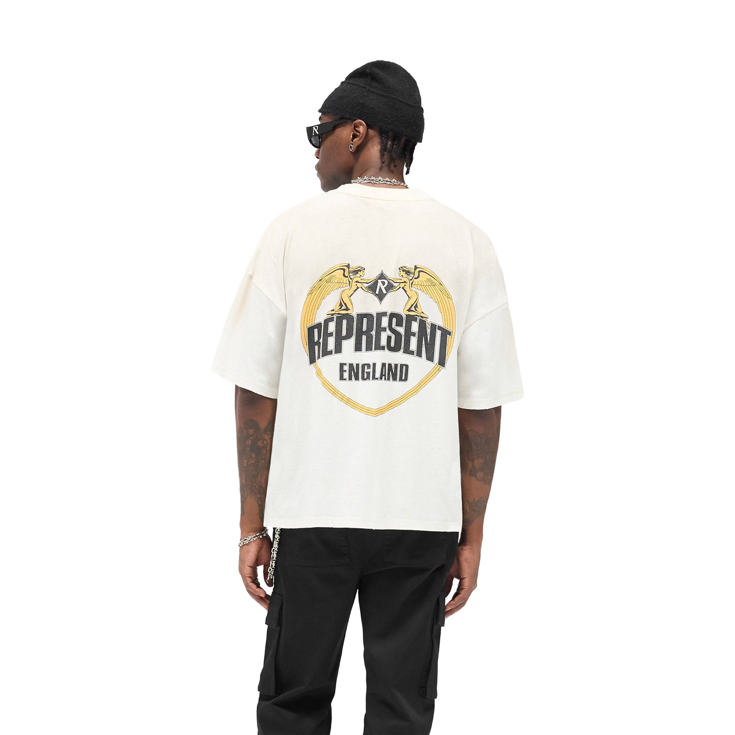 Represent Angel Border Tee Washed Ecru (FW25)