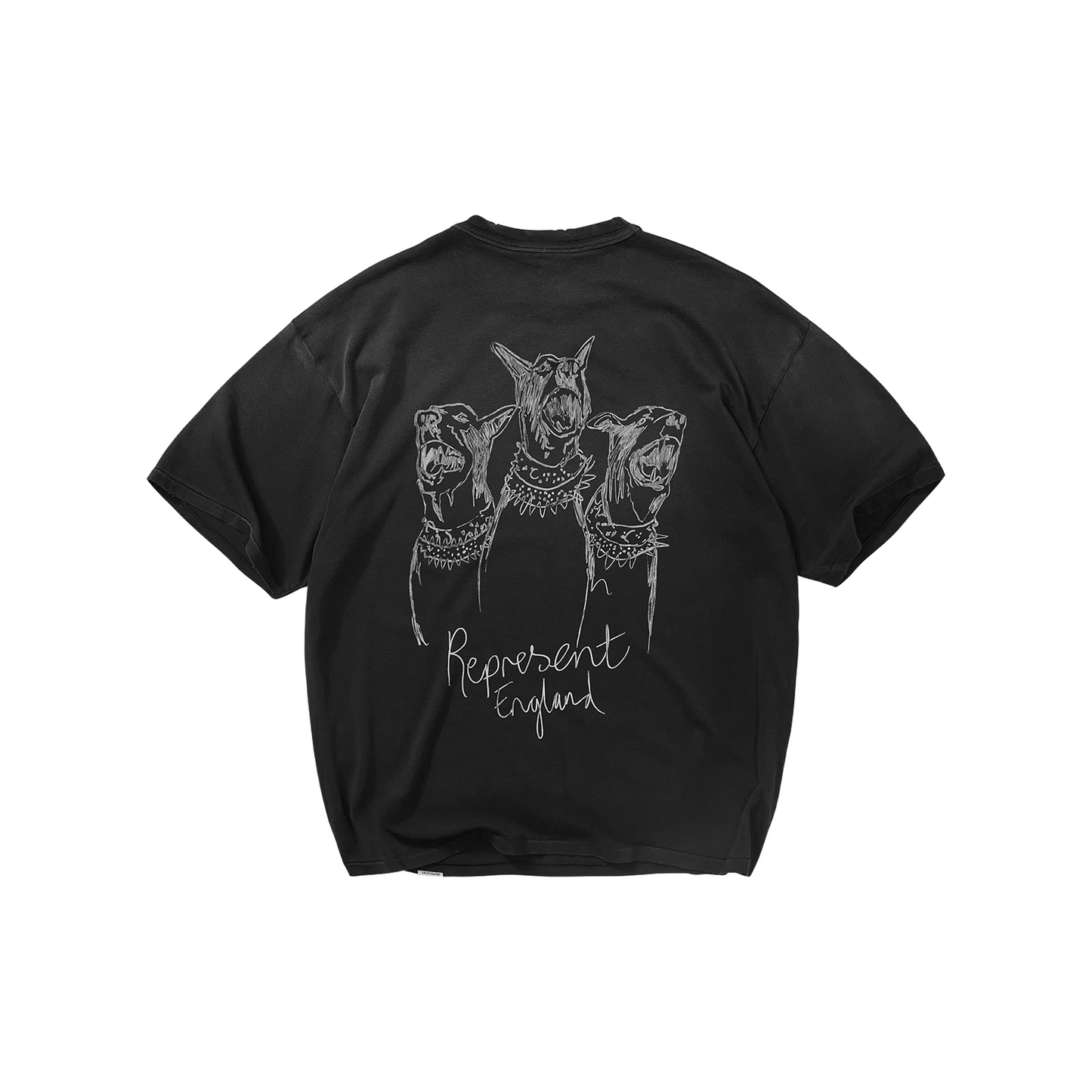 Represent Hand Drawn Thoroughbred Tee Aged Black (FW25)