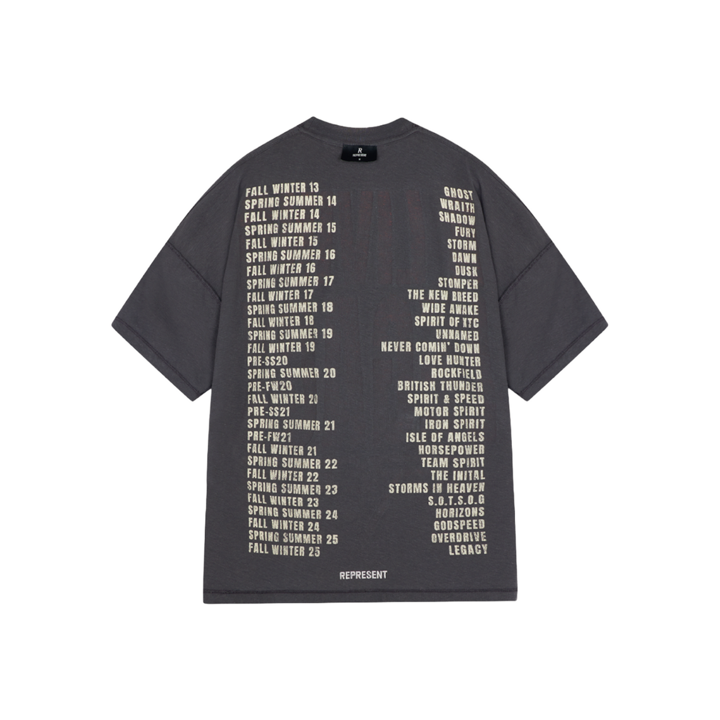 Represent Reversible Living Legacy Tour Tee Sun Fade Grey (FW25)