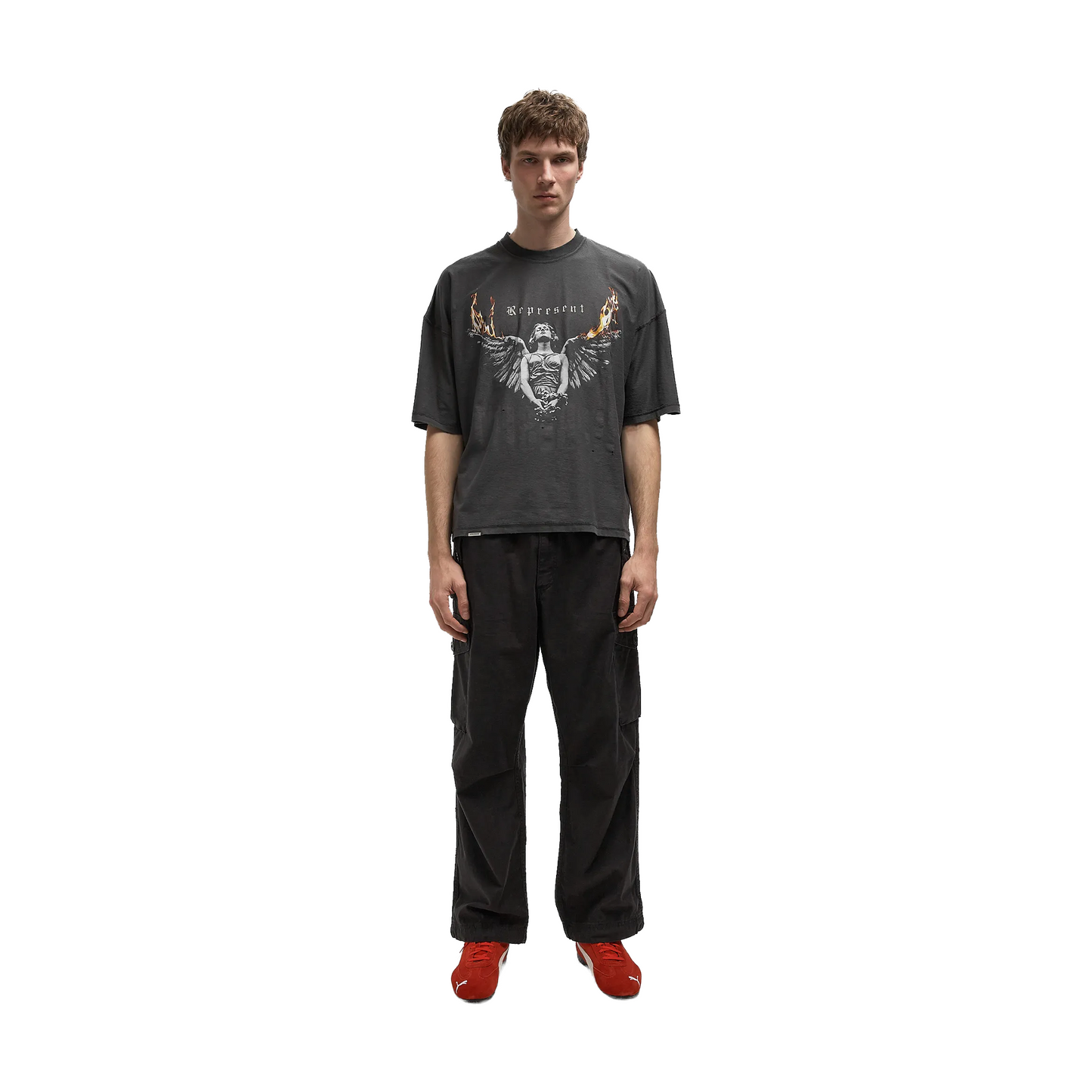 Represent Reversible Living Legacy Tour Tee Sun Fade Grey (FW25)