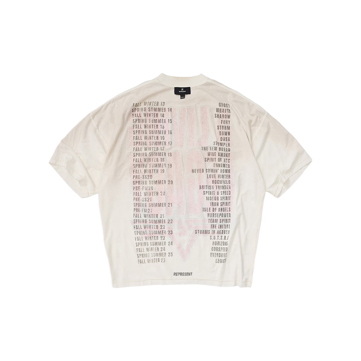 Represent Reversible Living Legacy Tour Tee Washed Ecru (FW25)
