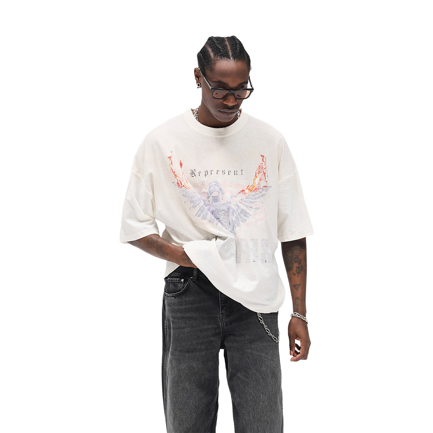Represent Reversible Living Legacy Tour Tee Washed Ecru (FW25)