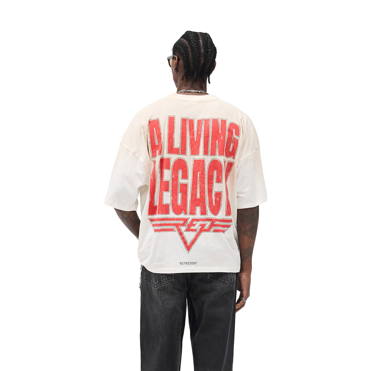 Represent Reversible Living Legacy Tour Tee Washed Ecru (FW25)