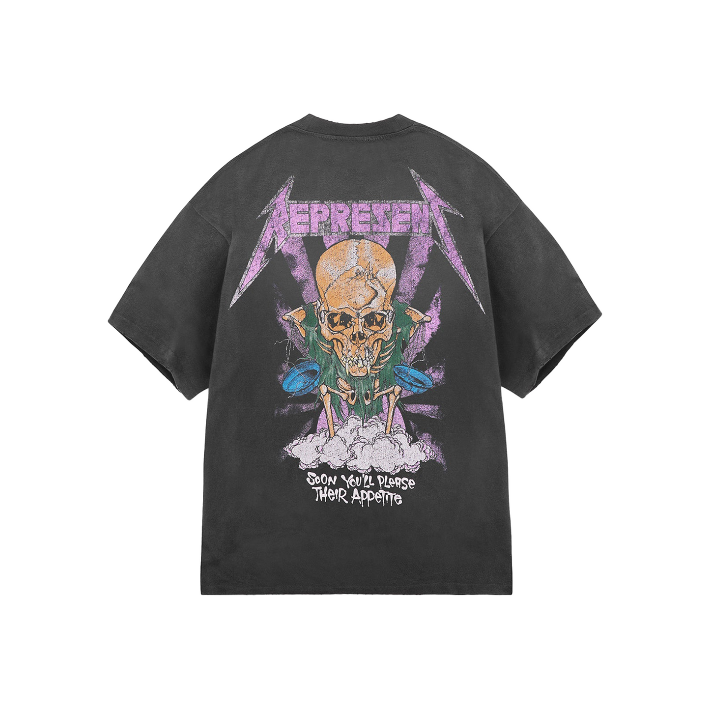 Represent x Metallica Justice Tee Stained Black (SS25)