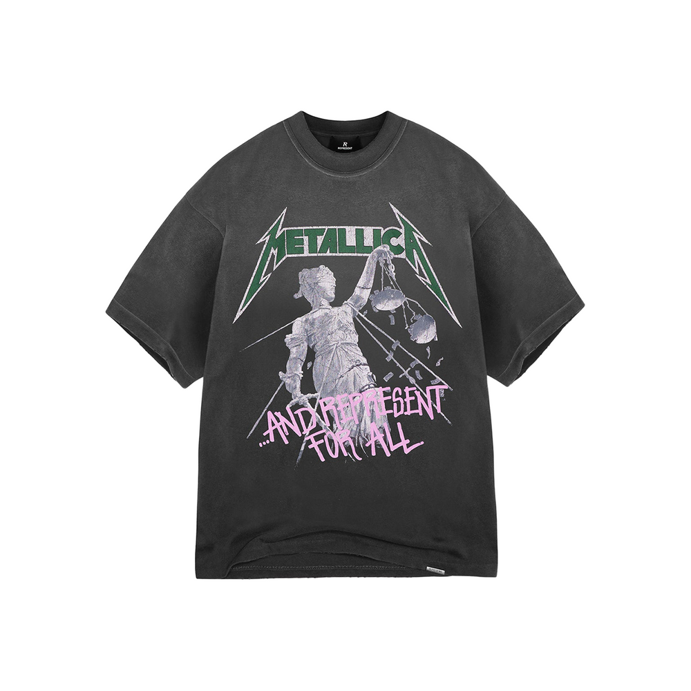 Represent x Metallica Justice Tee Stained Black (SS25)