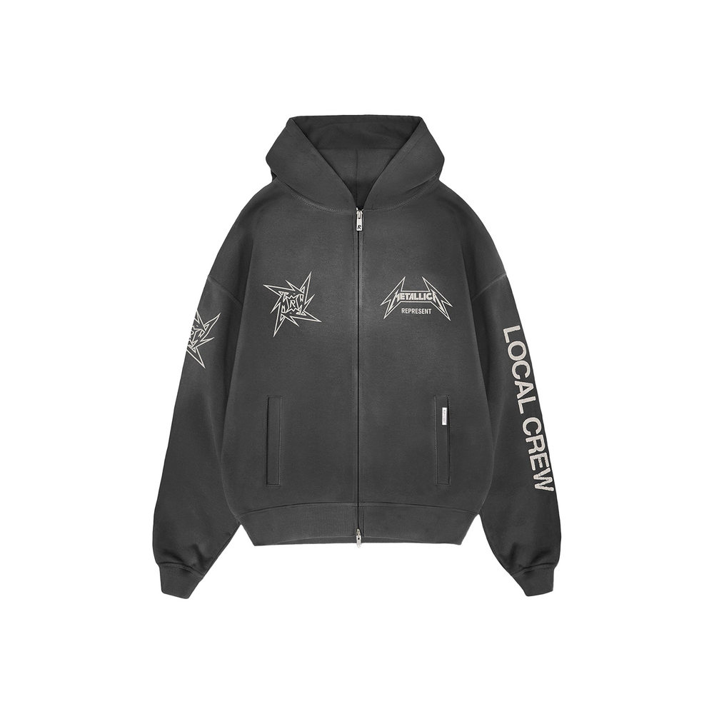 Represent x Metallica Local Crew Zip Hoodie Stained Black (SS25)