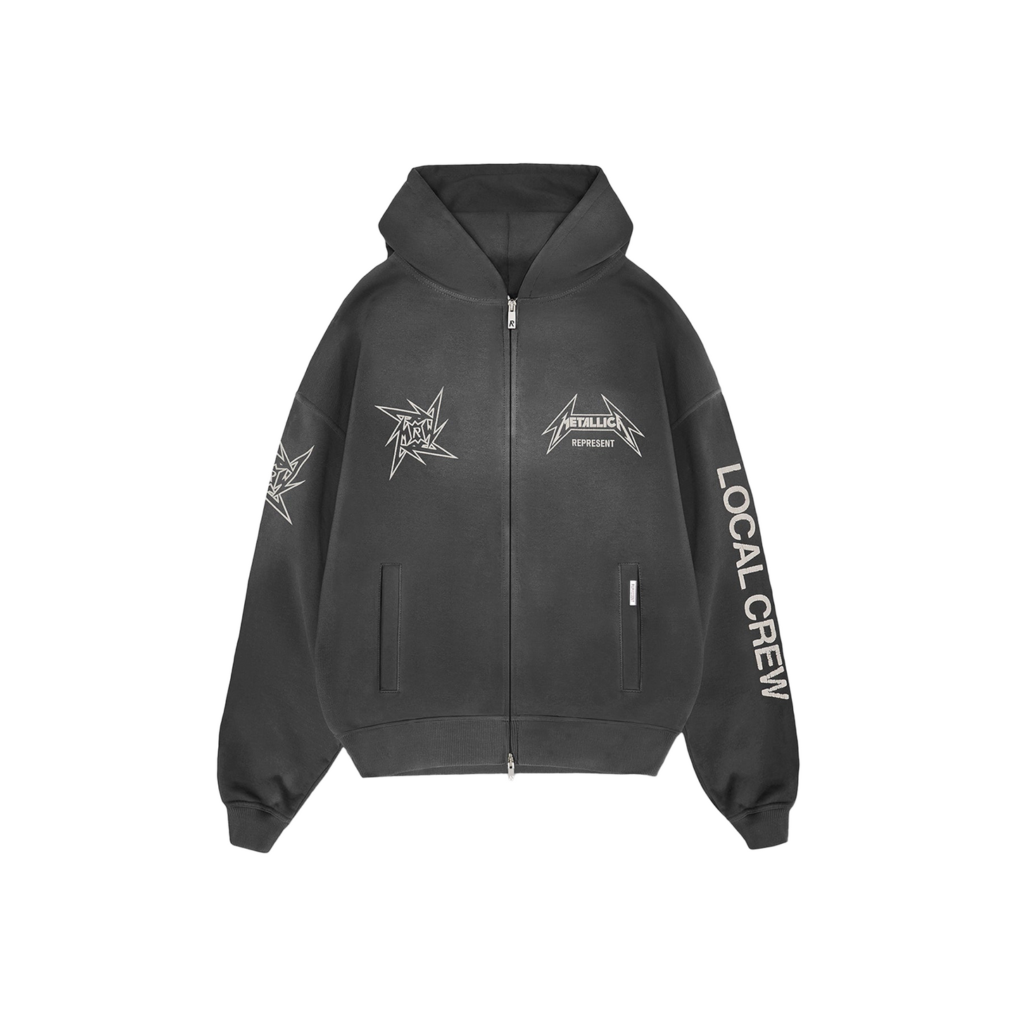 Represent x Metallica Local Crew Zip Hoodie Stained Black (SS25)