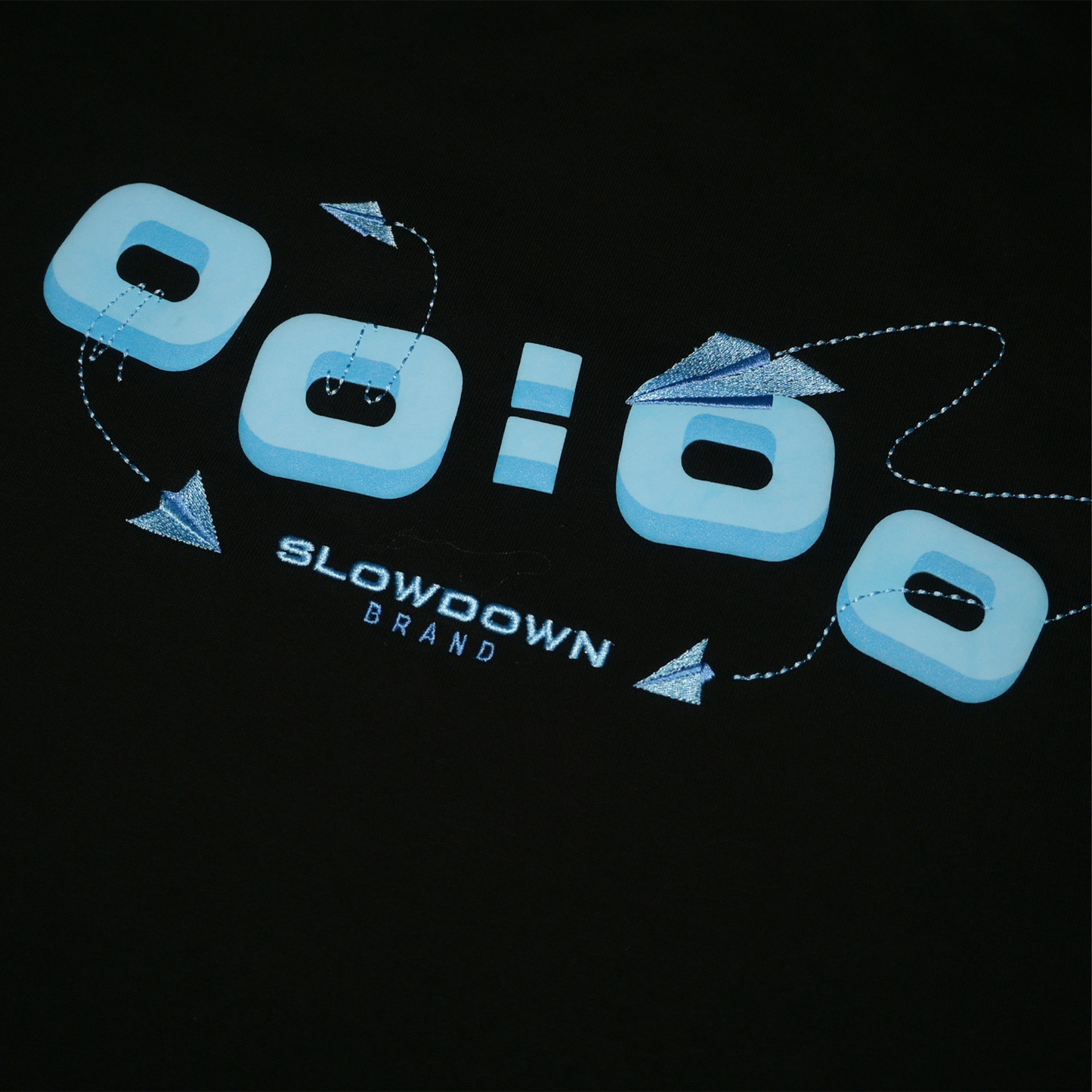SLOWDOWN Airplane Embroidery Black Tee (SS26)