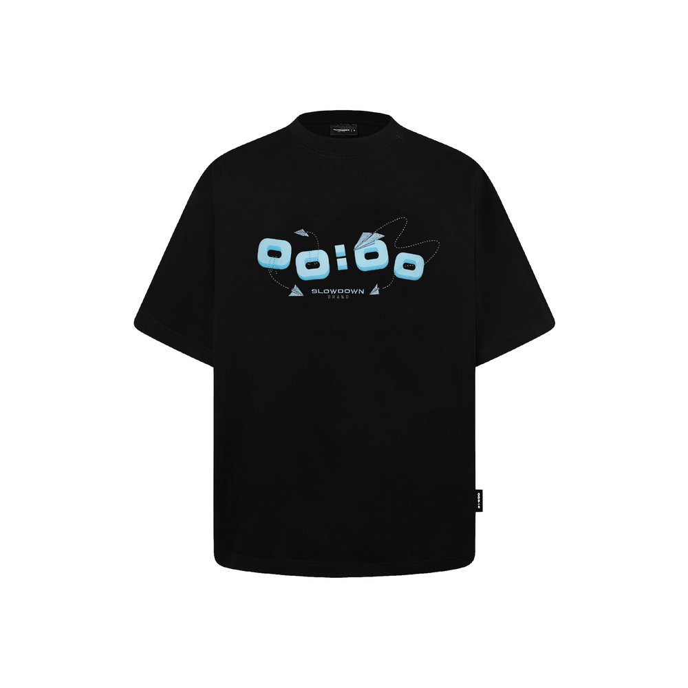SLOWDOWN Airplane Embroidery Black Tee (SS26)