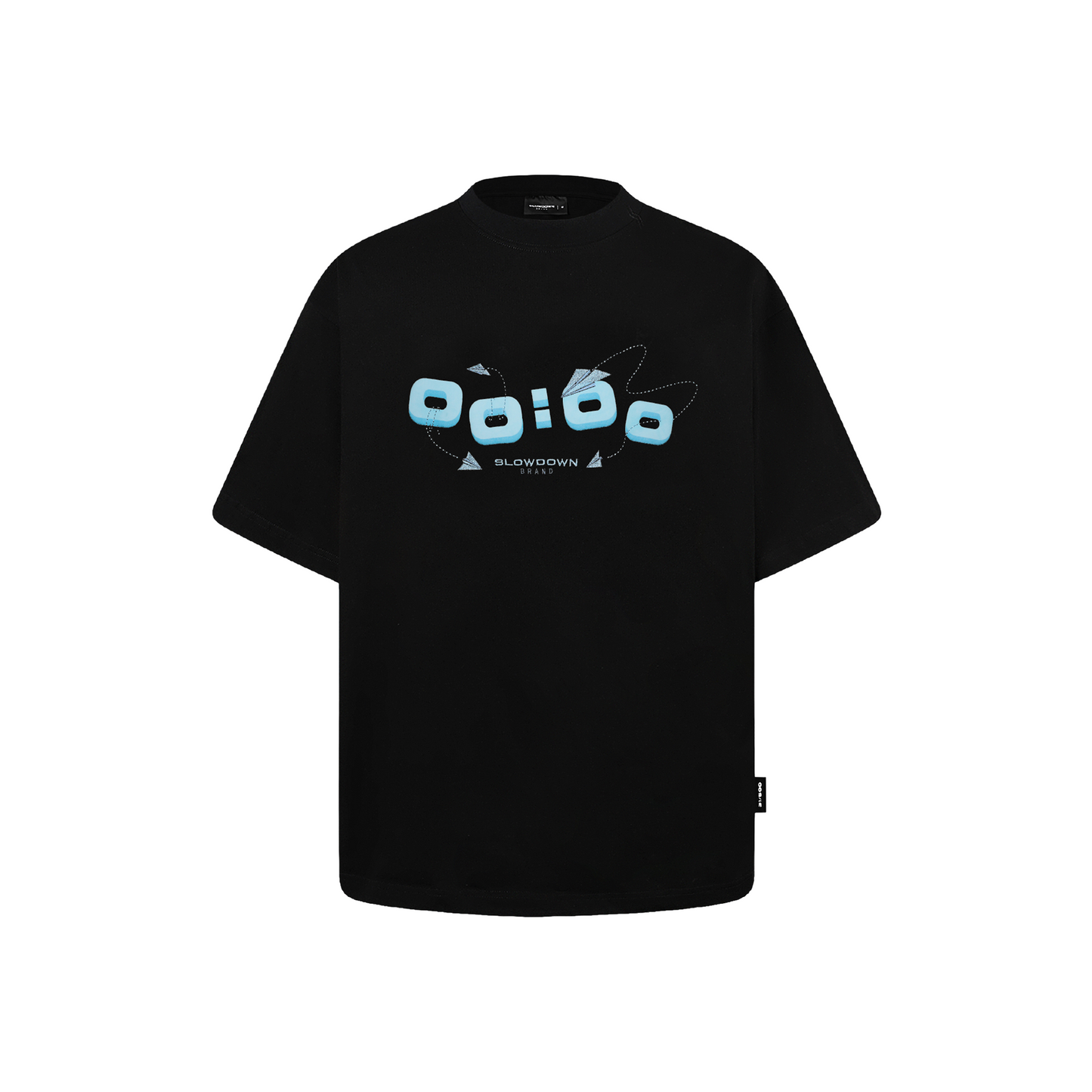 SLOWDOWN Airplane Embroidery Black Tee (SS26)