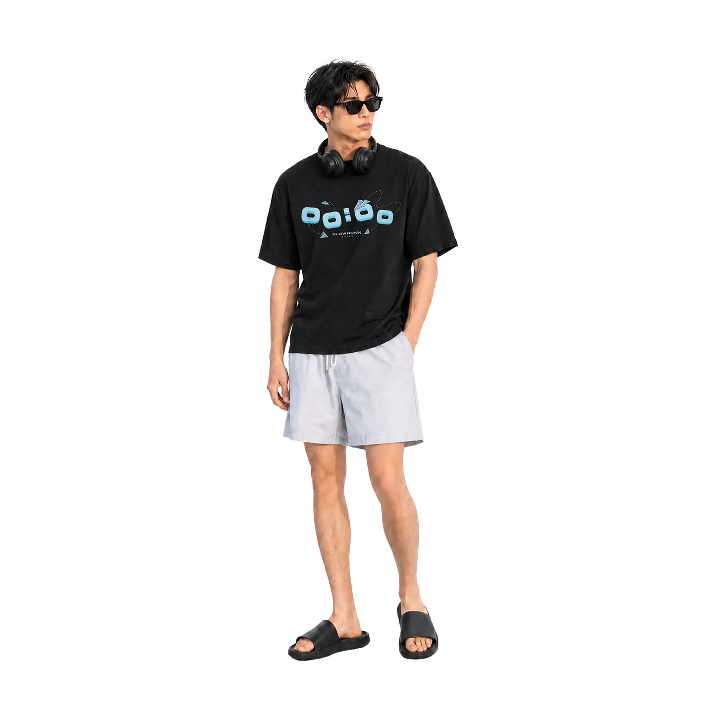 SLOWDOWN Airplane Embroidery Black Tee (SS26)