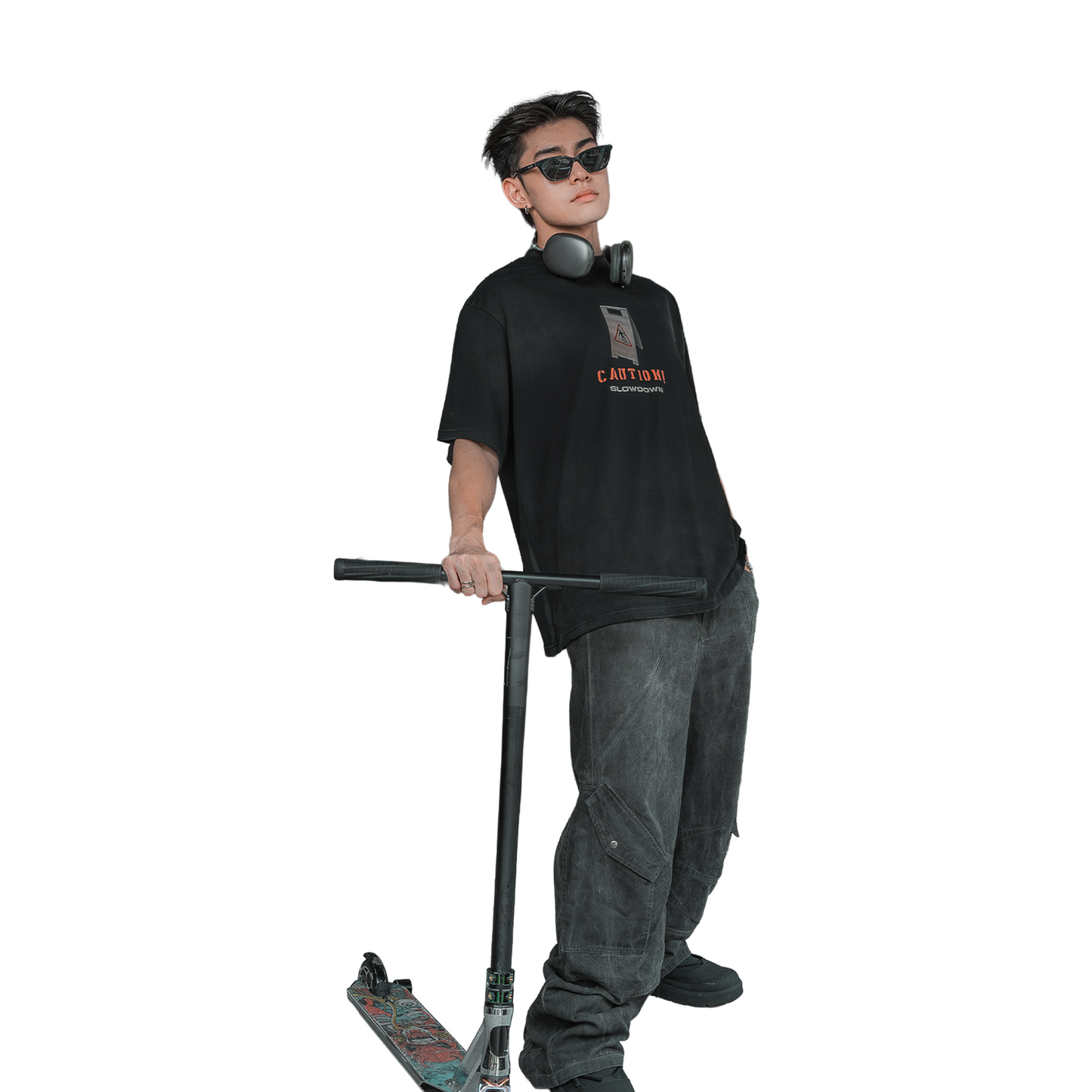 SLOWDOWN Caution Wet Floor Tee Black (SS25)