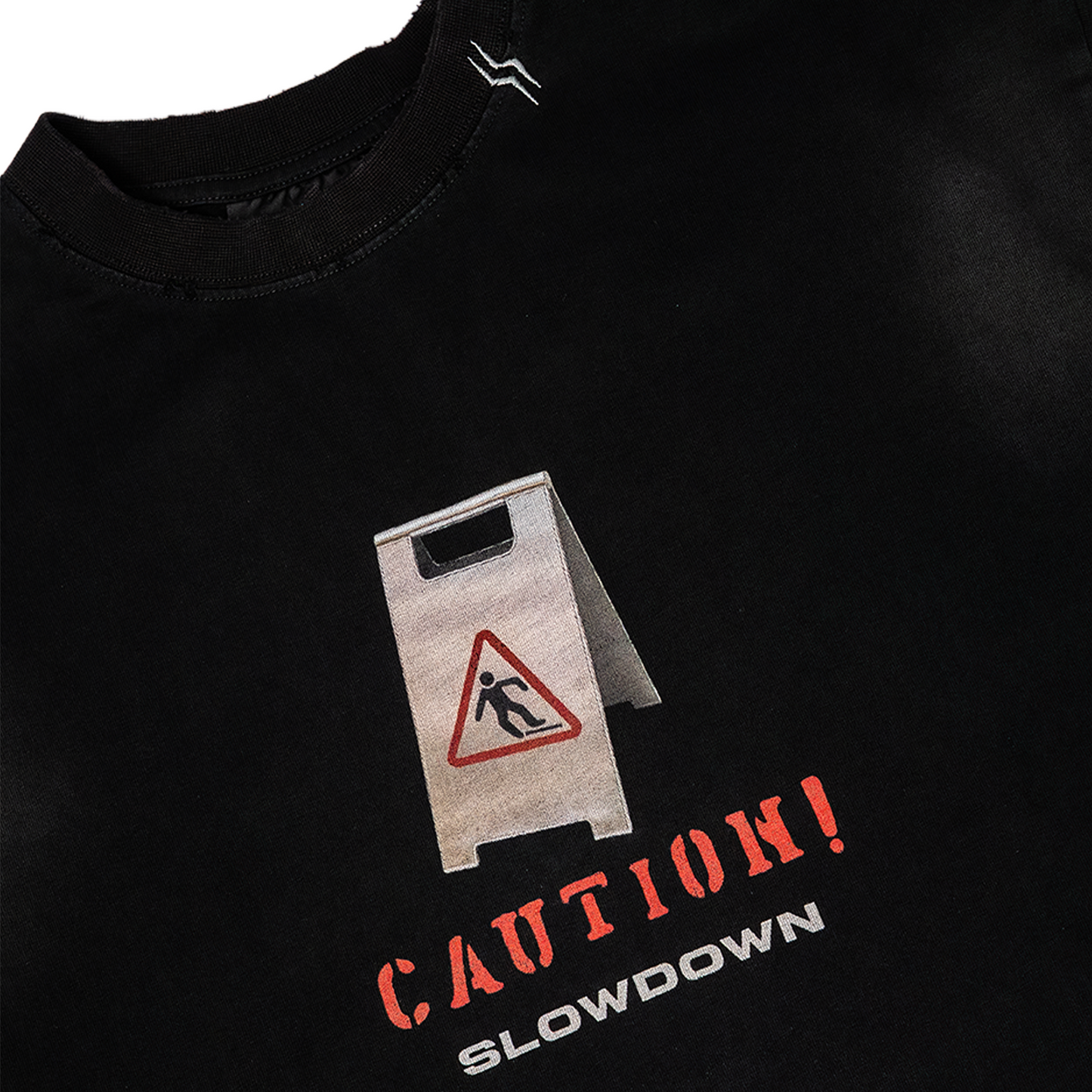 SLOWDOWN Caution Wet Floor Tee Black (SS25)