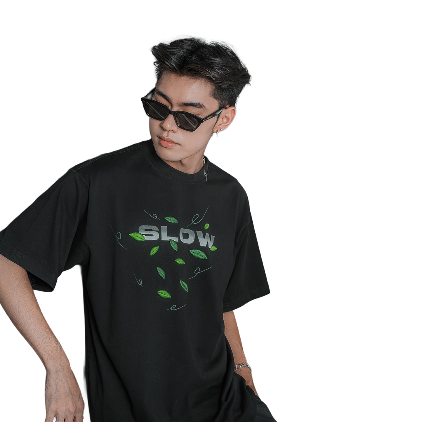 SLOWDOWN Falling Leaf Tee Black (SS25)