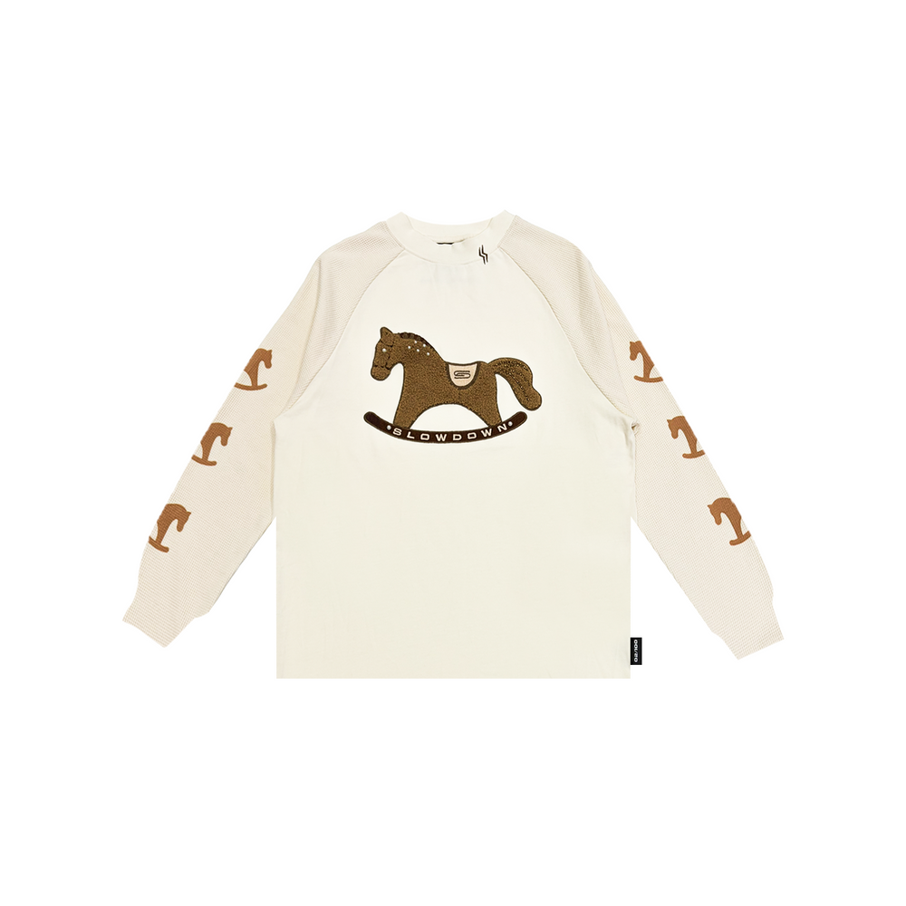 SLOWDOWN Gentle Pony Long Sleeved Tee Cream (SS26)