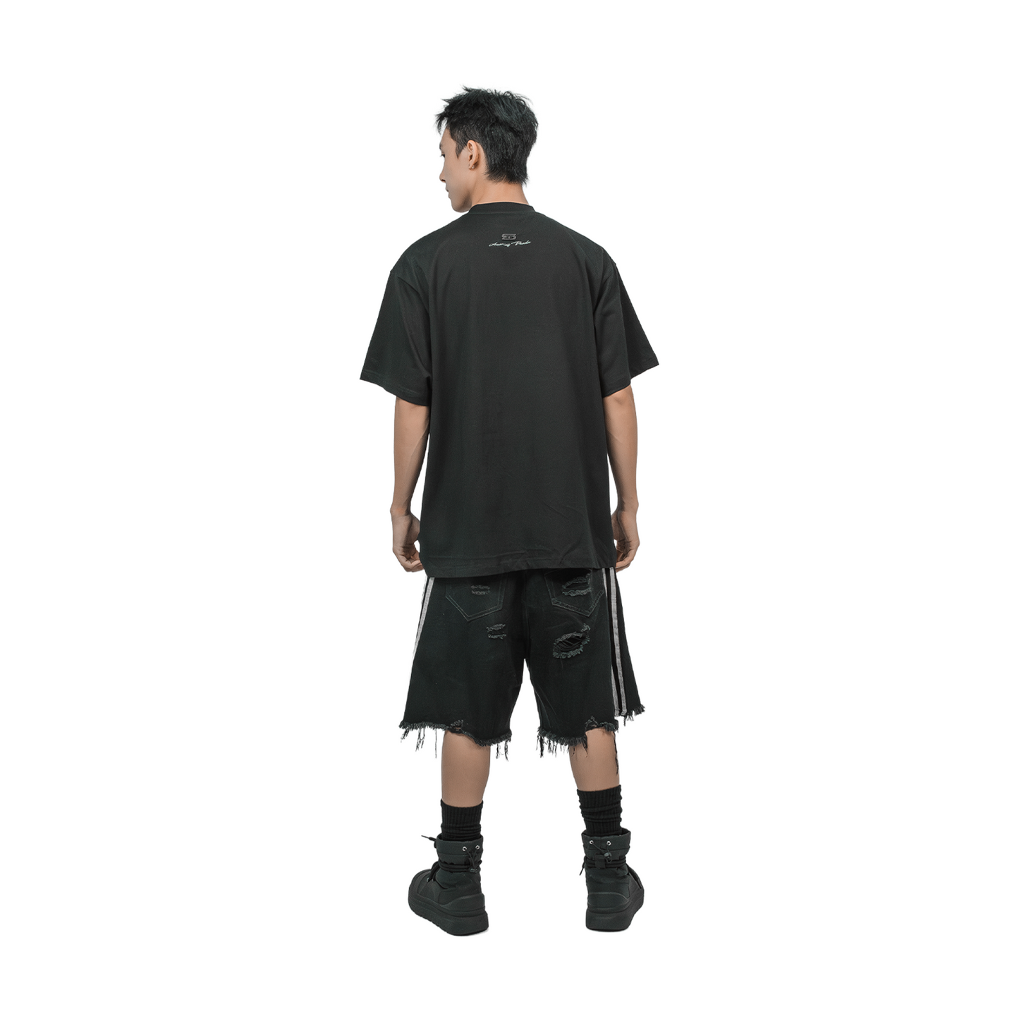 SLOWDOWN Line Embroidered Tee Black (FW25)