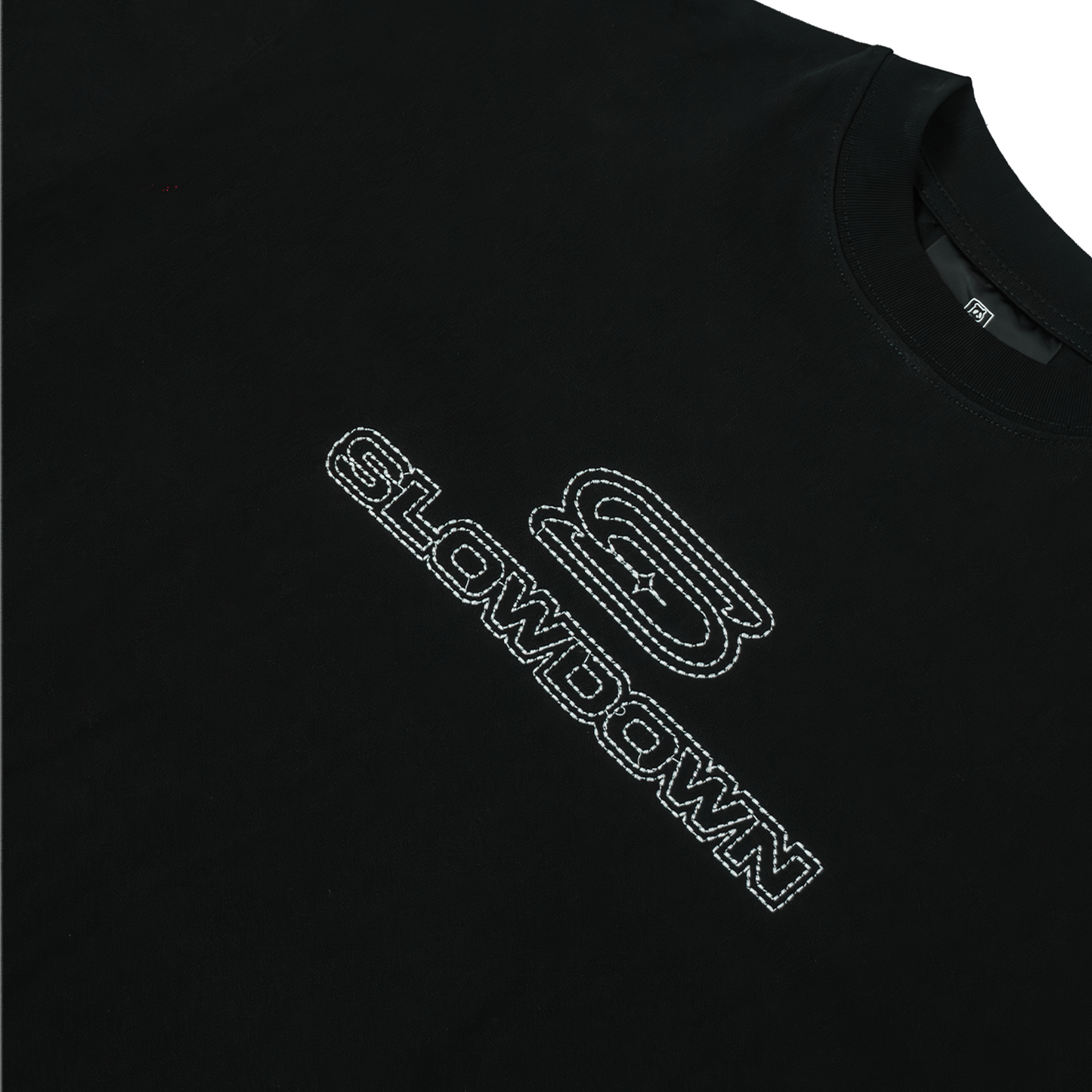 SLOWDOWN Line Embroidered Tee Black (FW25)