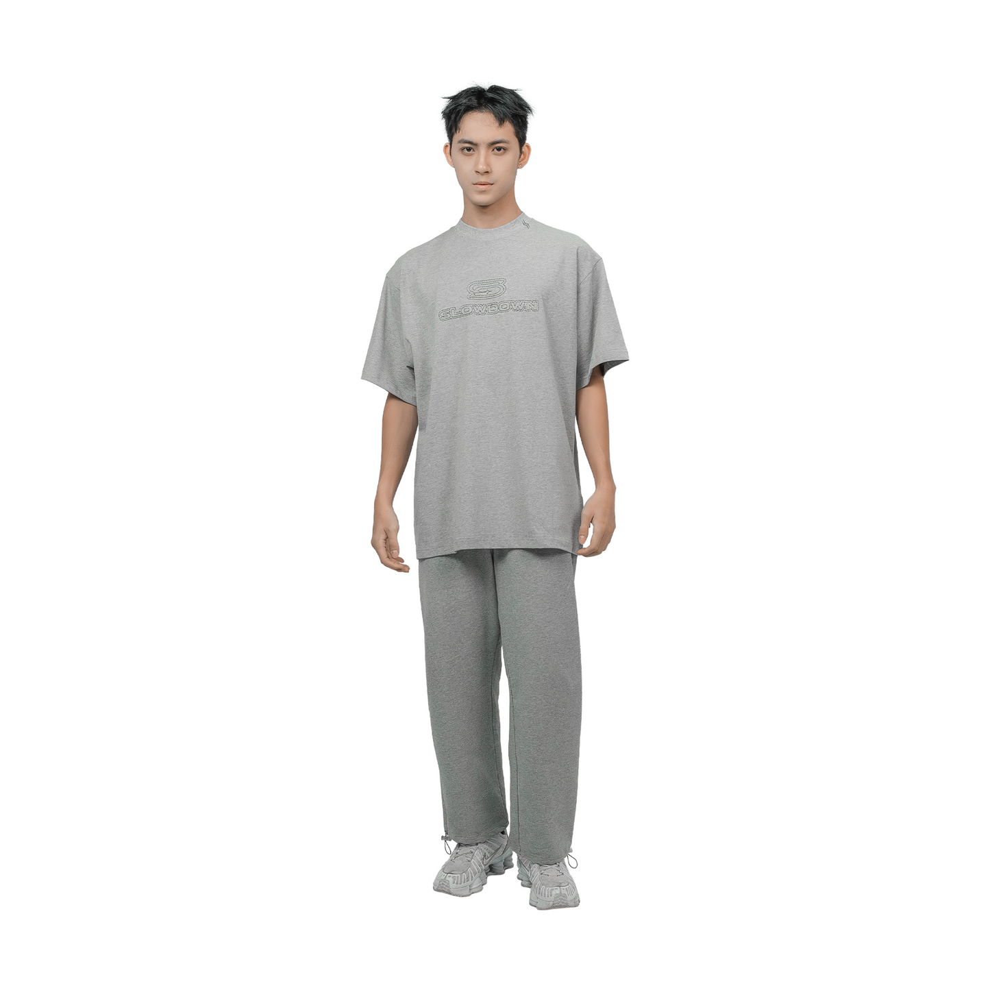 SLOWDOWN Line Embroidered Tee Grey (FW25)