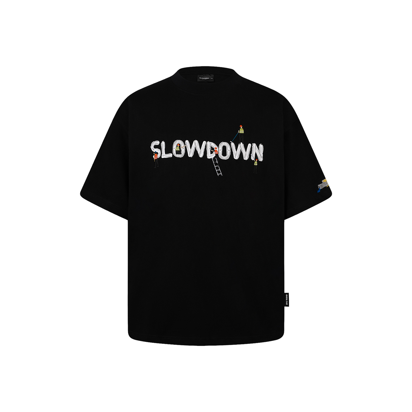 SLOWDOWN Painter Inspired 3D Puff Embroidery Tee Black (SS26)