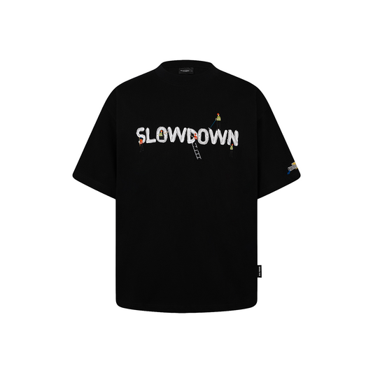 SLOWDOWN Painter Inspired 3D Puff Embroidery Tee Black (SS26)