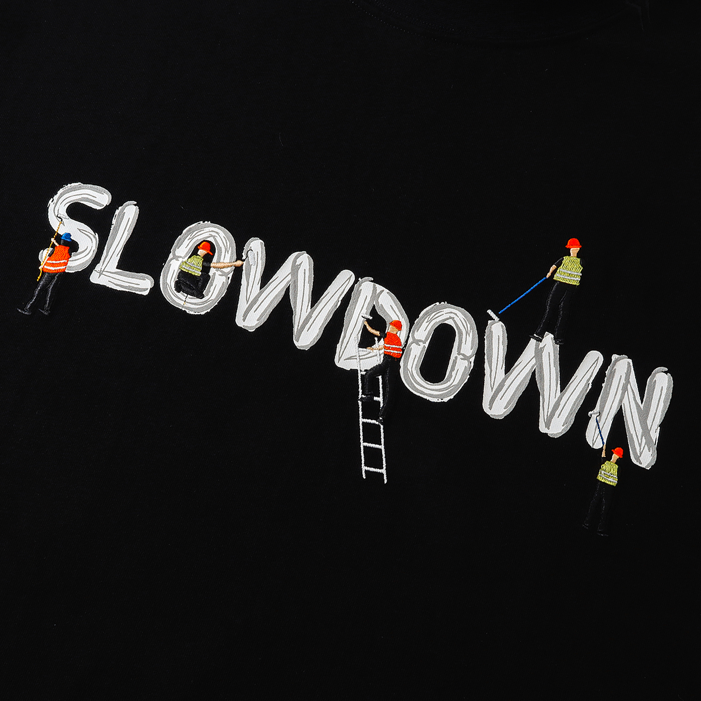 SLOWDOWN Painter Inspired 3D Puff Embroidery Tee Black (SS26)