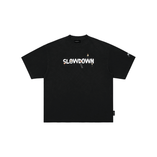SLOWDOWN Painter Inspired 3D Puff Embroidery Tee Black (SS26)