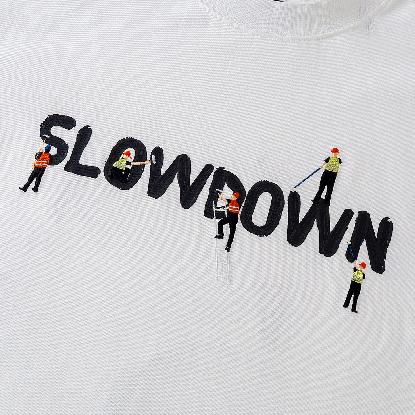 SLOWDOWN Painter Inspired 3D Puff Embroidery Tee White (SS26)