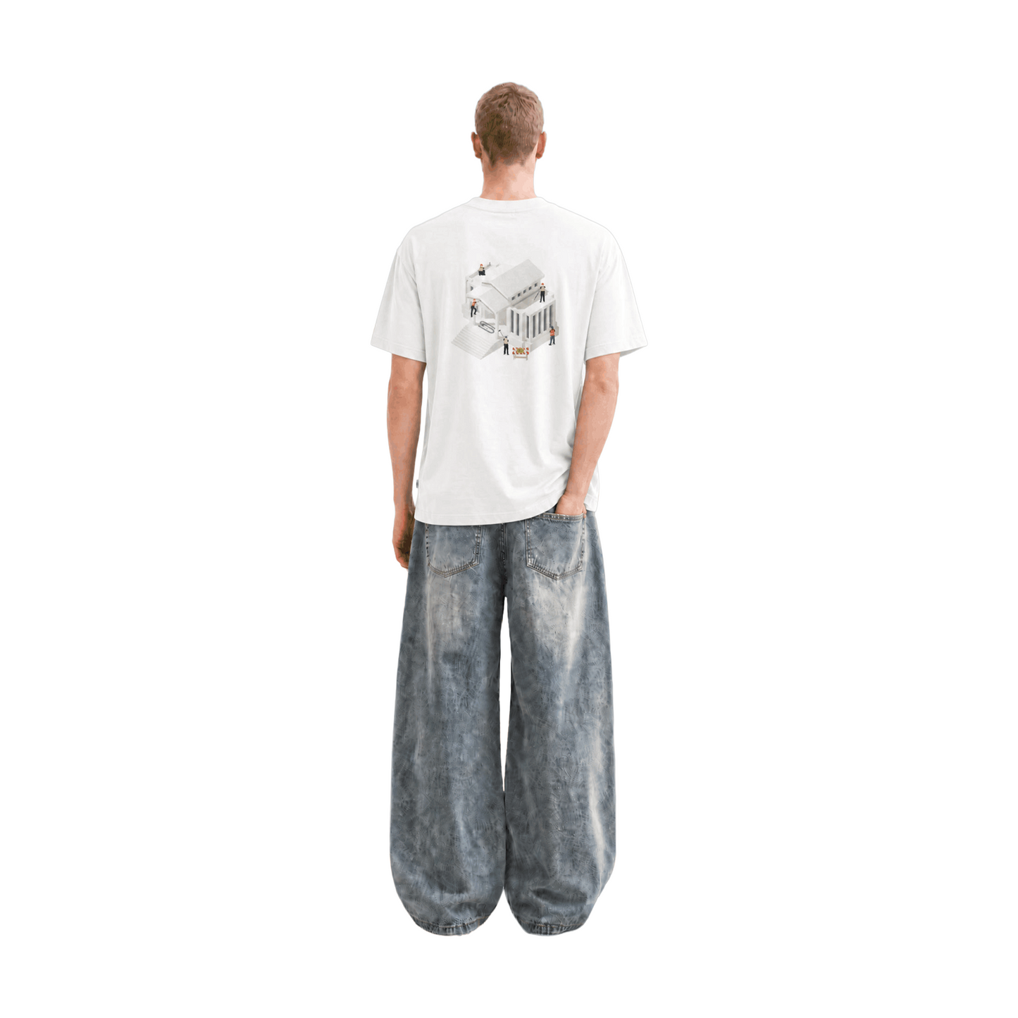 SLOWDOWN Painter Inspired 3D Puff Embroidery Tee White (SS26)