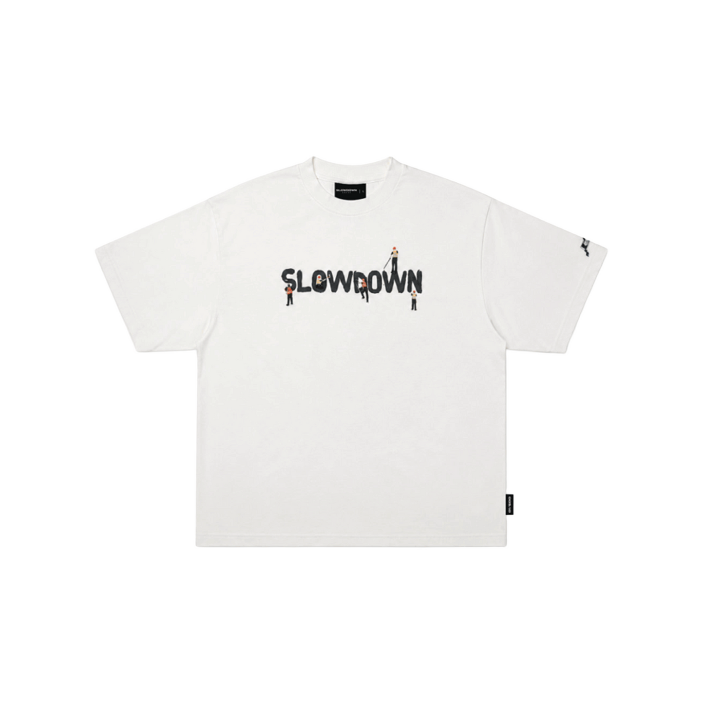 SLOWDOWN Painter Inspired 3D Puff Embroidery Tee White (SS26)