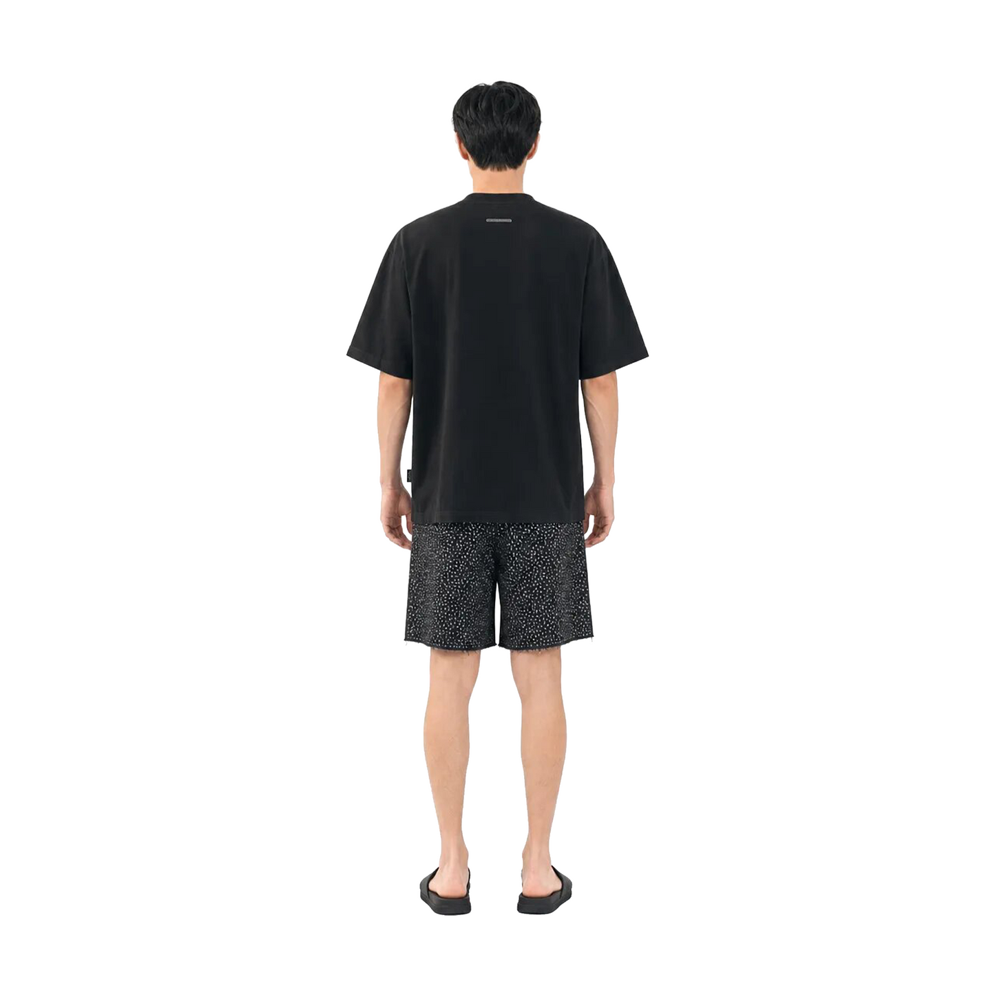SLOWDOWN QIXI Exclusive 3D Heart Beaded & Rhinestone Embellished Black Tee (SS26)