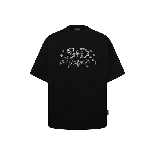 SLOWDOWN Rhinestone Embellished Tee Black (SS26)