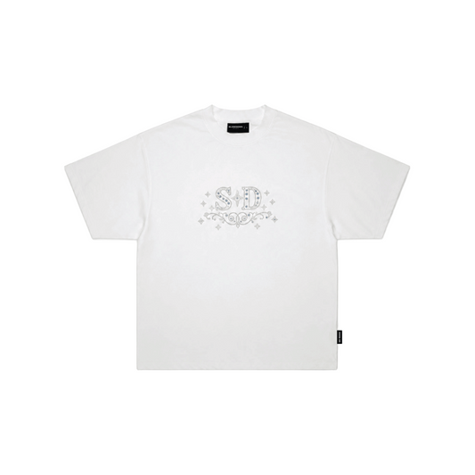 SLOWDOWN Rhinestone Embellished Tee White (SS26)