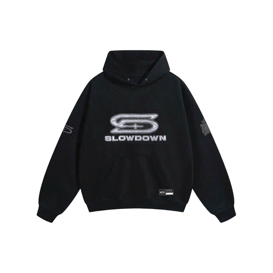 SLOWDOWN Time Out SD Quilted Logo Hoodie Black (SS26)