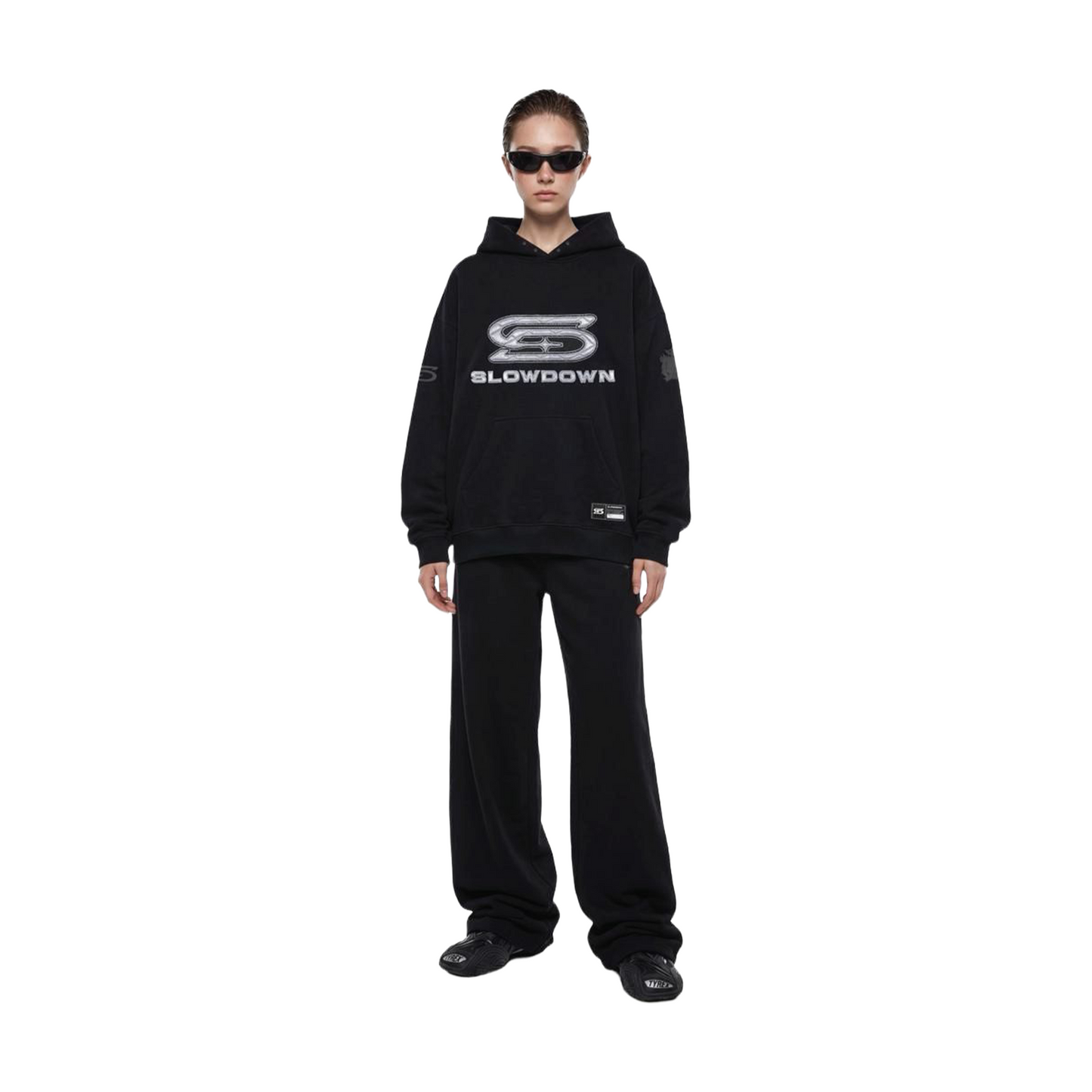 SLOWDOWN Time Out SD Quilted Logo Hoodie Black (SS26)