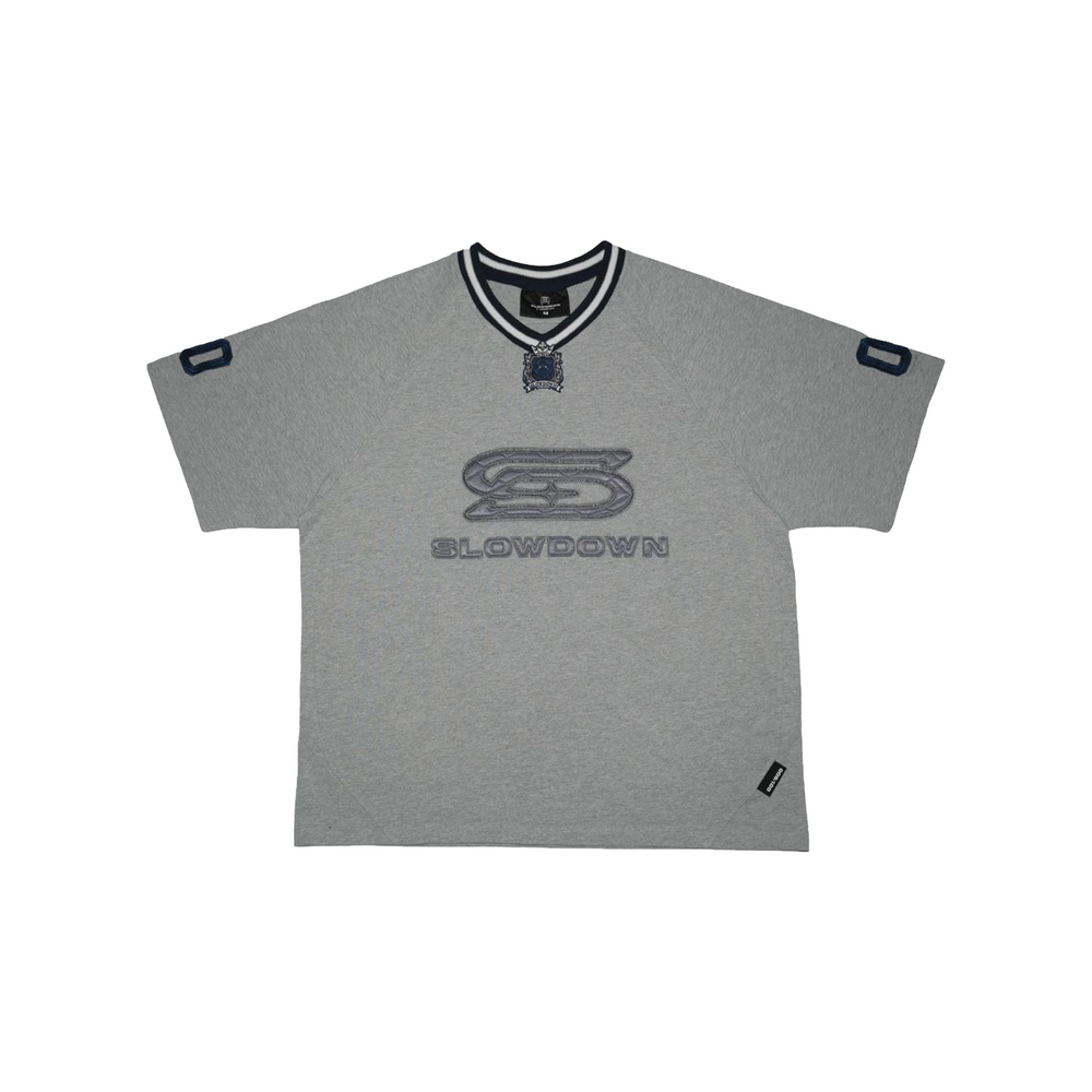 SLOWDOWN Time Out SD Quilted V-Neck Jersey Light Grey (SS26)