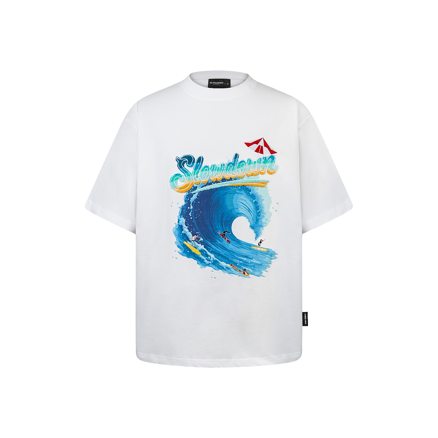 SLOWDOWN Sea Surfing Towel Embroidery Tee White (SS26)